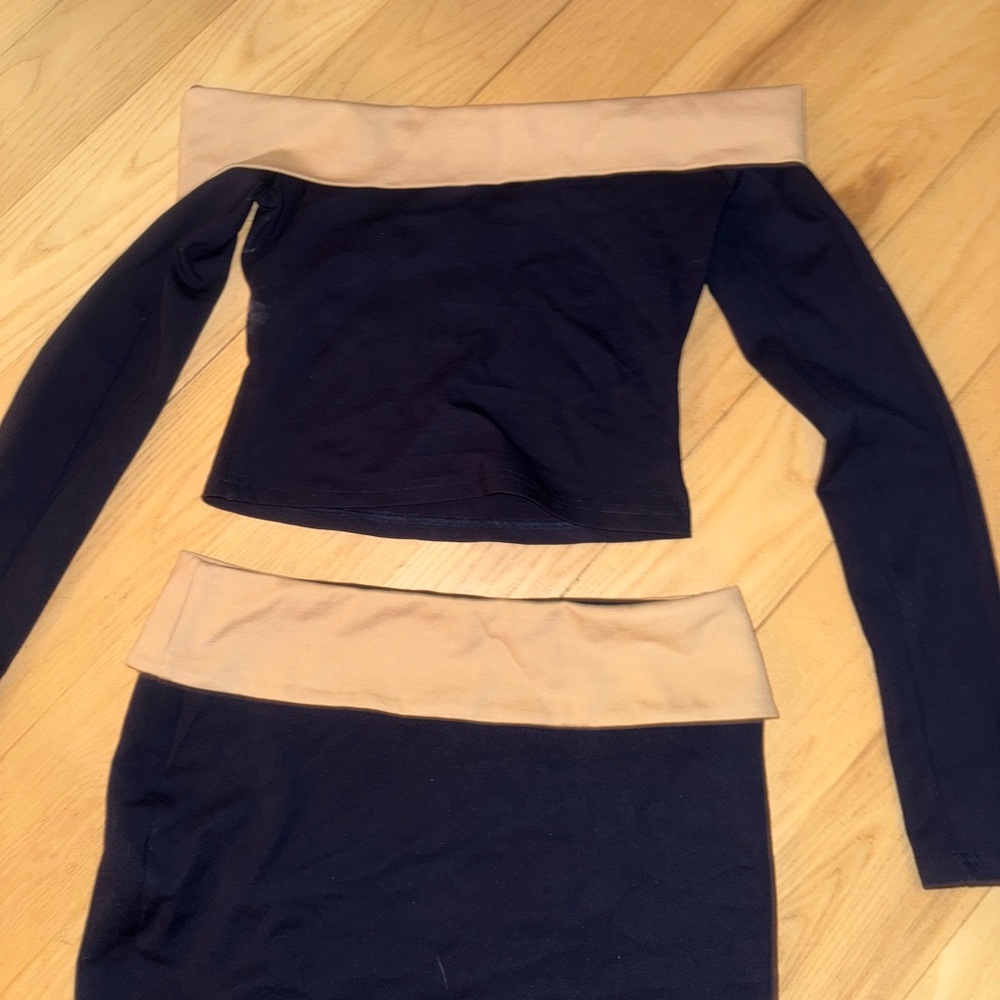 Tiger Mist Black and Tan Skirt Set